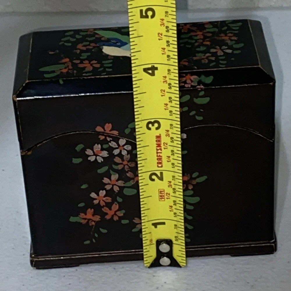 VTG Handmade Lacquerware Box Trading Card Note Holder Made In Occupied Japan 4